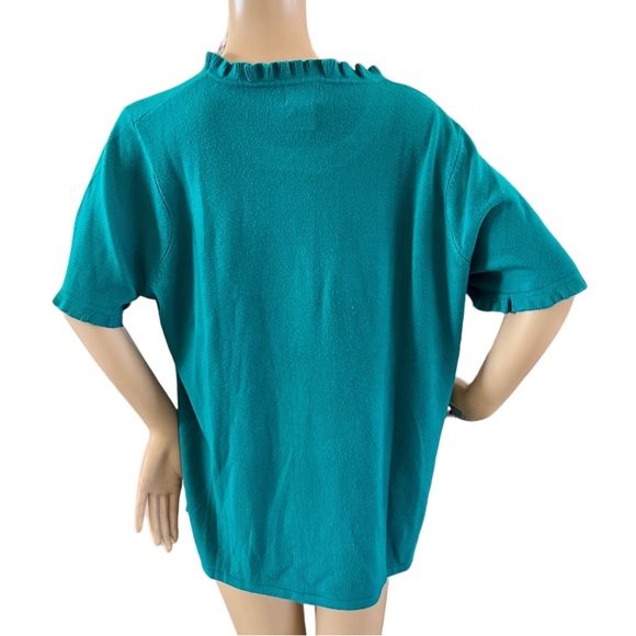 Liz Baker Sweater Lightweight Ruffled Trim Collar - Picture 3 of 4